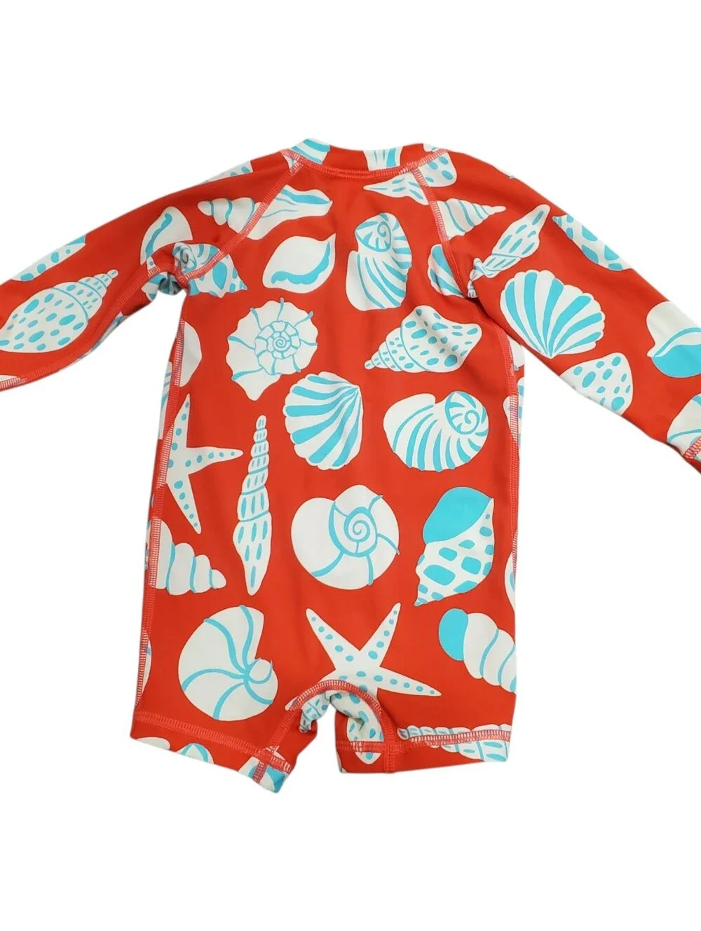 Hanna Andersson Swim Rashguard Red Seashells Baby 12-18 Months